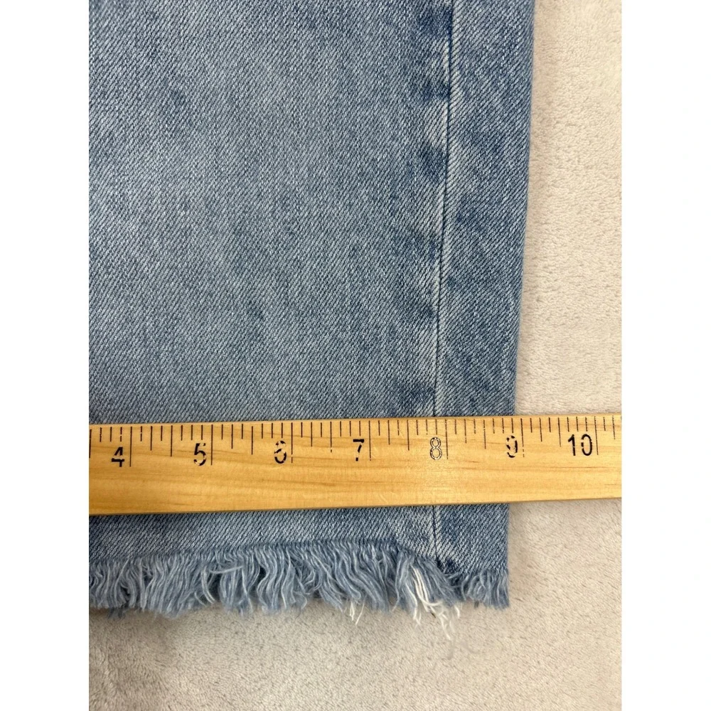 Madewell Denim‎ Shorts Womens 24 Blue High Rise Long Button Fly Raw Hem Cutoffs